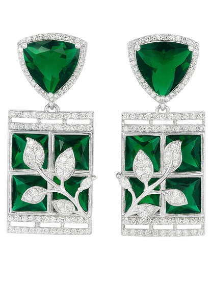 Designer Green Leaf American Diamond Classic Jewellery Set for Women