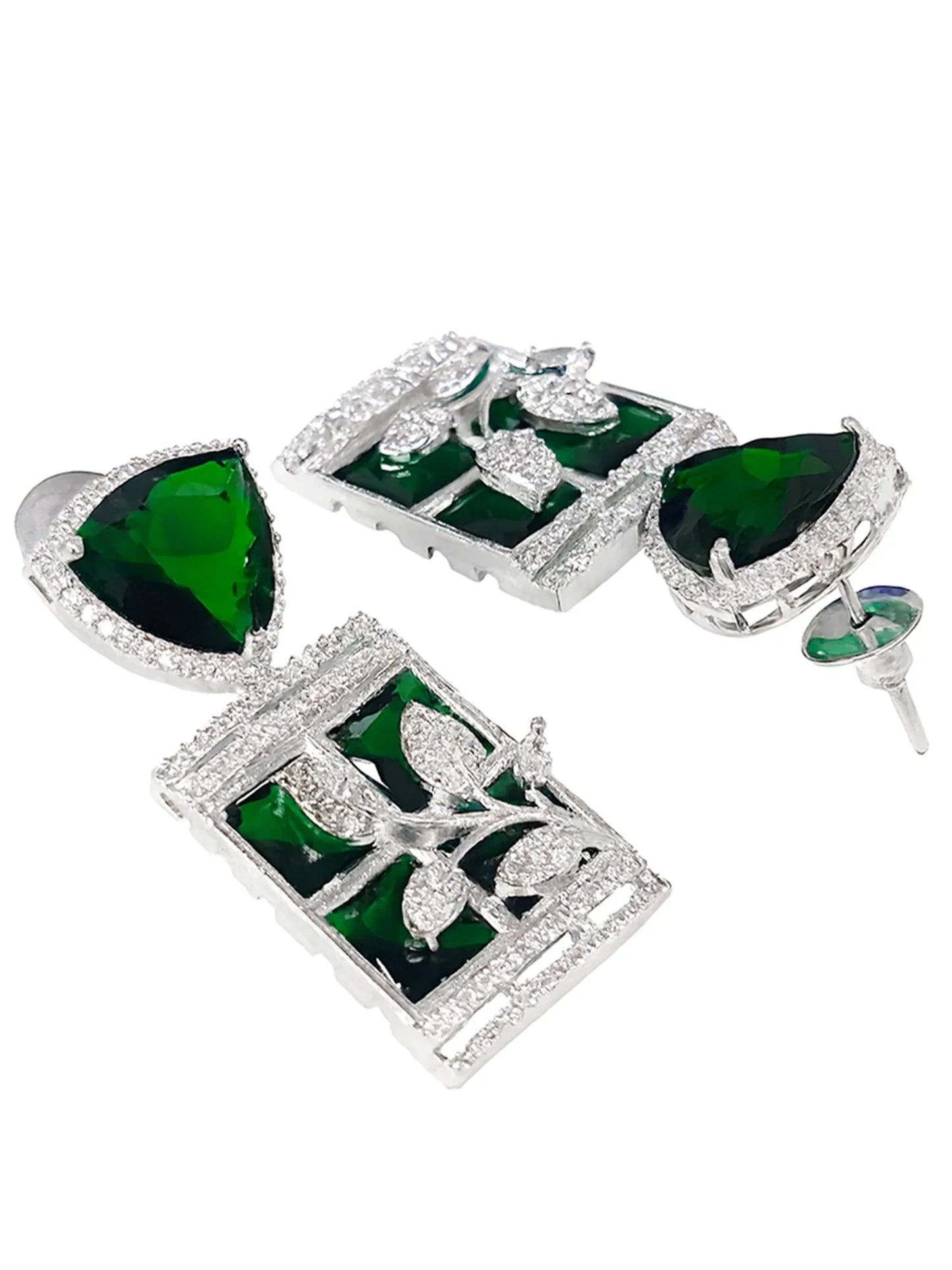 Designer Green Leaf American Diamond Classic Jewellery Set for Women