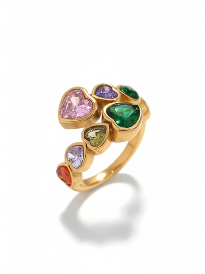 Beautiful Heart Shape Multicolor Design Adjustable Finger Ring