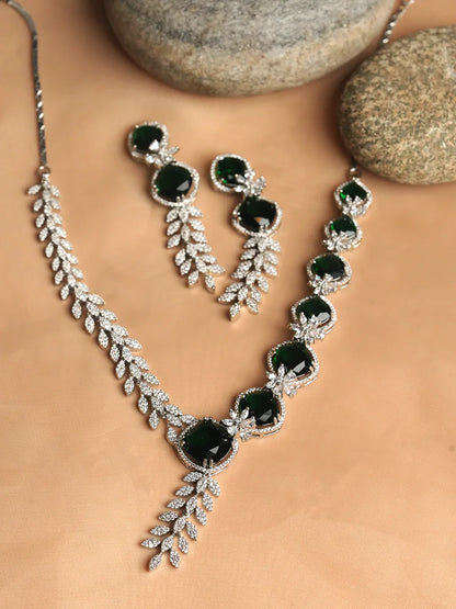 Royal Green AD CZ Necklace Set