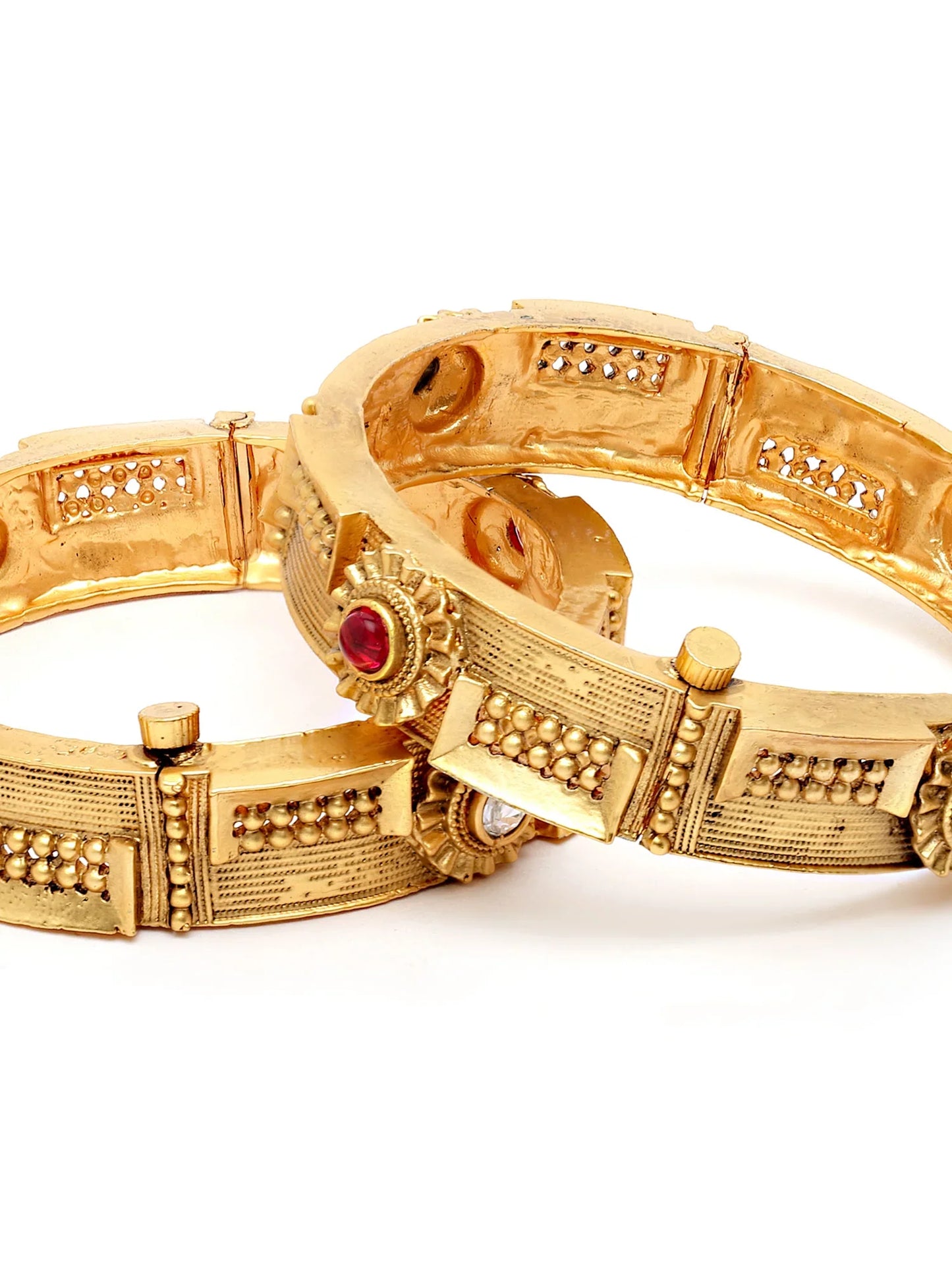 Glossy Golden Beaded Coiled Bracelet