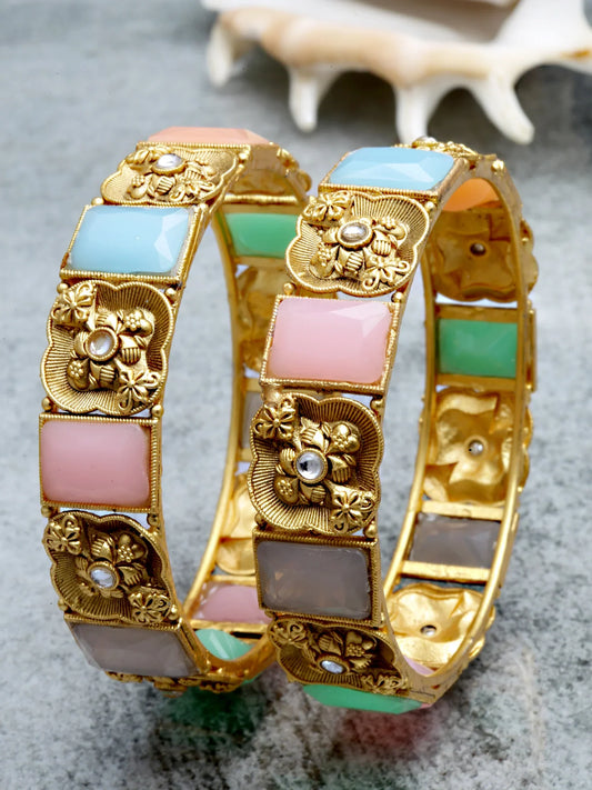 Royal & Premium Bangles for Women Gold (Multicolor)