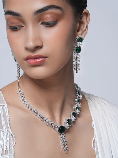 Royal Green AD CZ Necklace Set