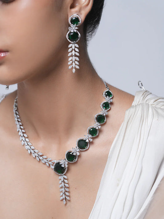 Royal Green AD CZ Necklace Set