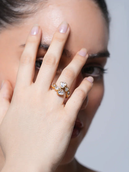 Beautiful Heart Shape Design Adjustable Finger Ring
