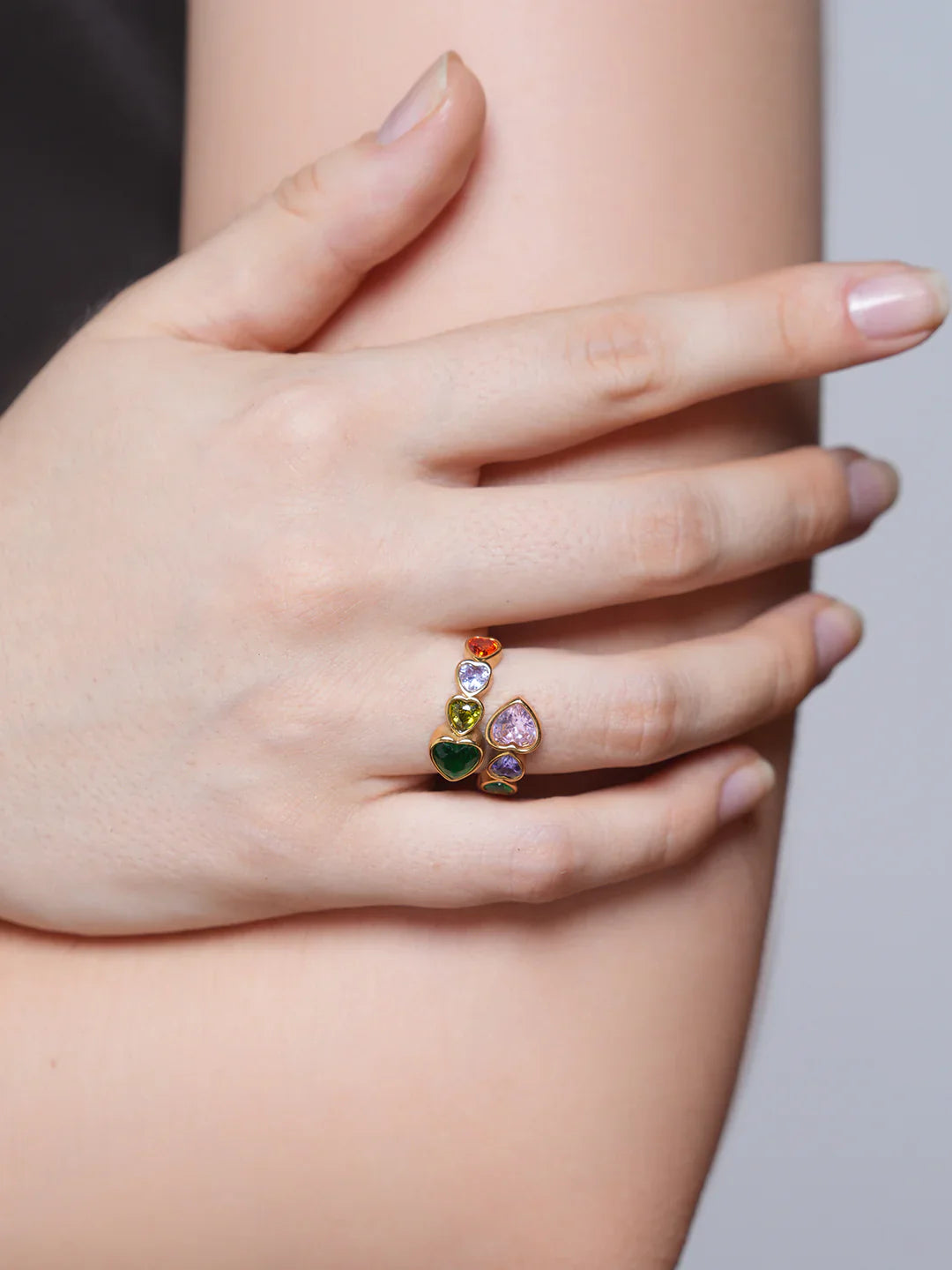 Beautiful Heart Shape Multicolor Design Adjustable Finger Ring