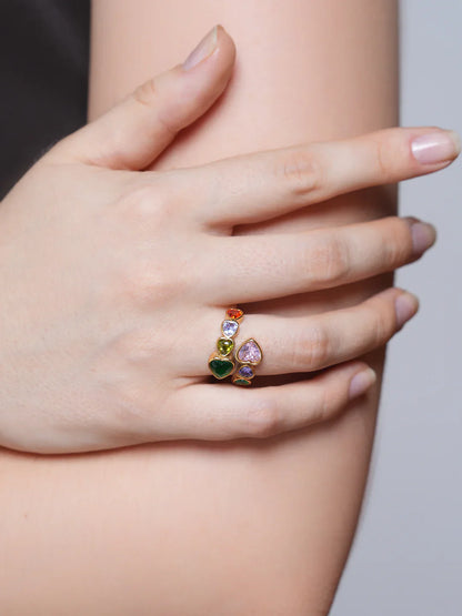 Beautiful Heart Shape Multicolor Design Adjustable Finger Ring
