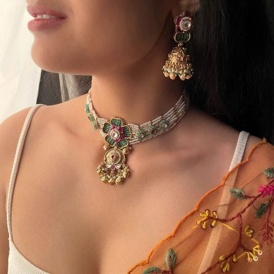 Green Rose Antique Designer Choker Set