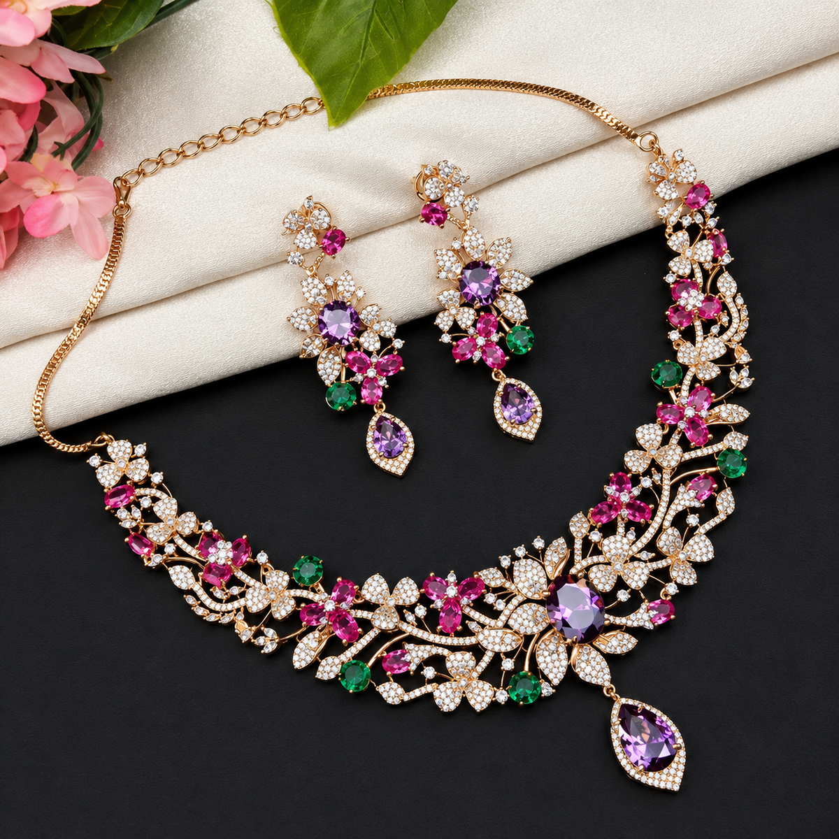 Elegant Floral Designer Necklace By  Sharma's