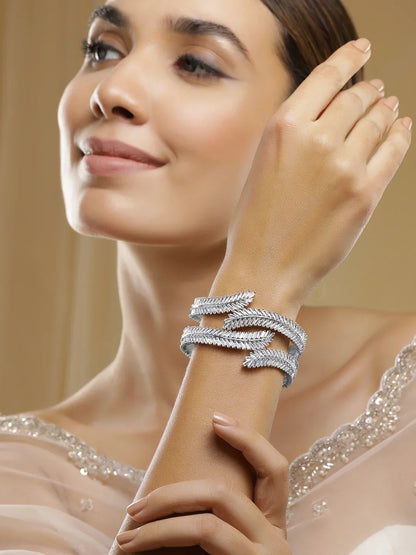 Royal Silver-Plated American Diamond Studded Bracelet