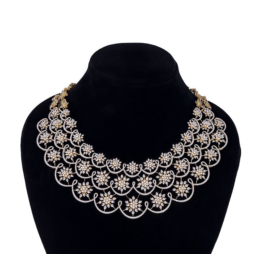 Luxury Div-American Diamond Rose Gold Plated Jewellery Set