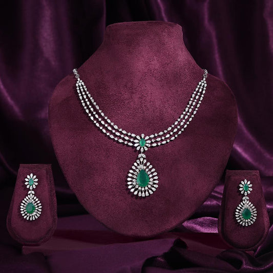 Royal & Fashionable Designer Necklace Set-Green