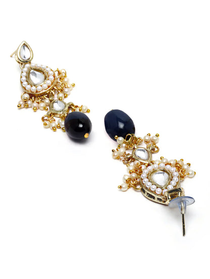 Gold Plated Blue Tumble Choker Necklace Set for Women