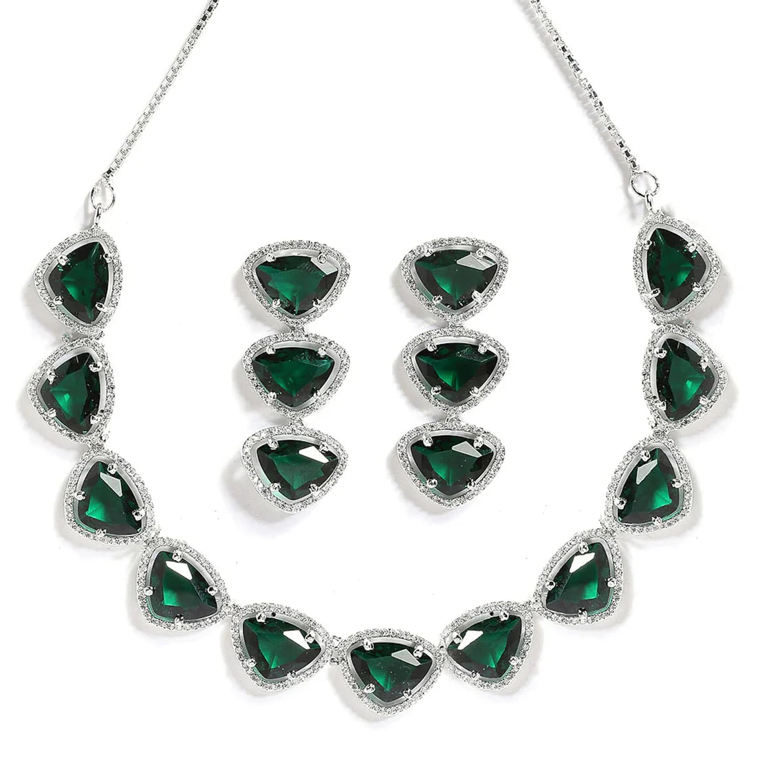 Luxury & Fashionable Triangular Shaped AD Neck Set