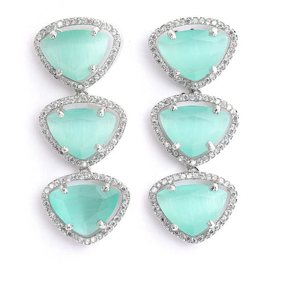 Luxury & Fashionable Triangular Shaped AD Neck Set Mint