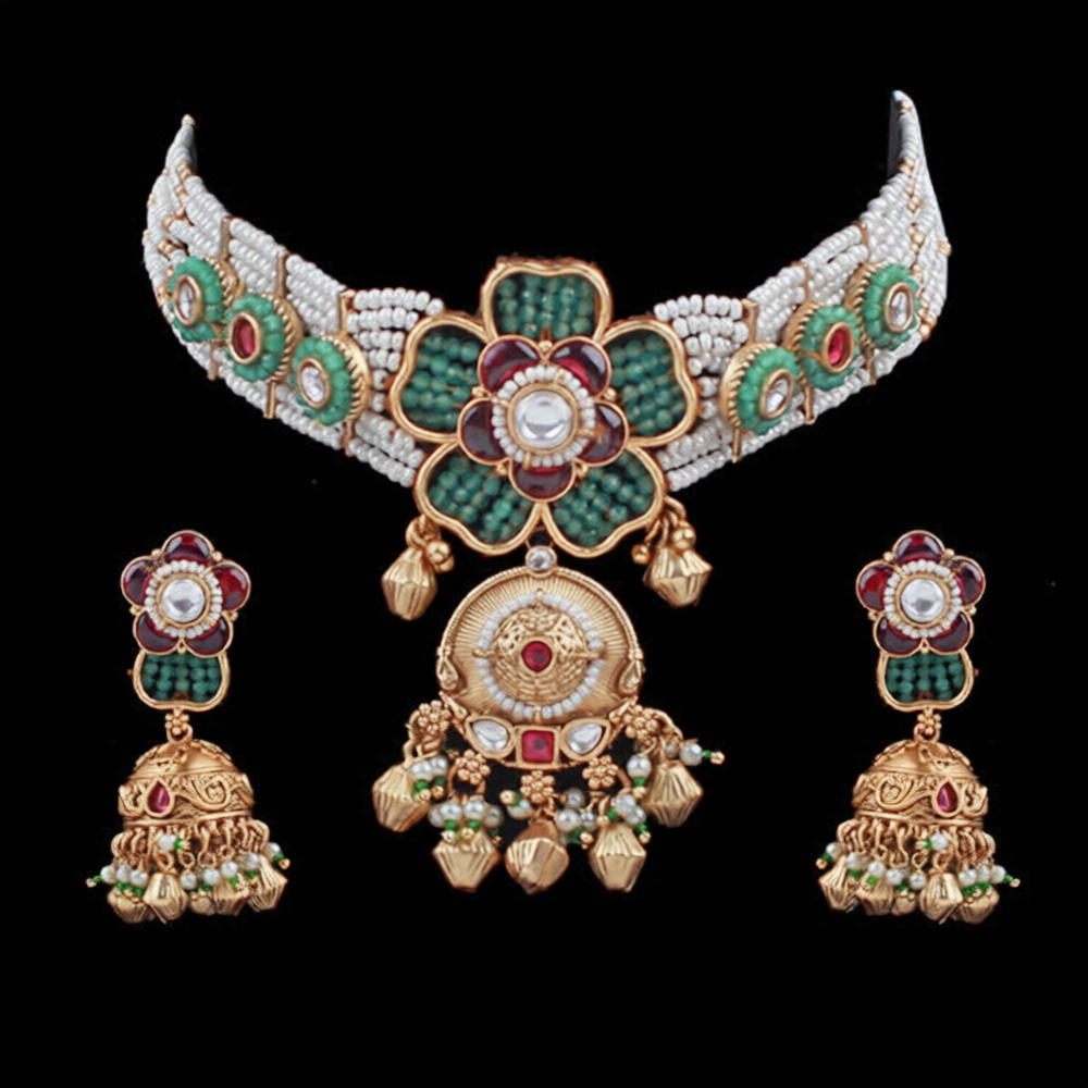 Green Rose Antique Designer Choker Set