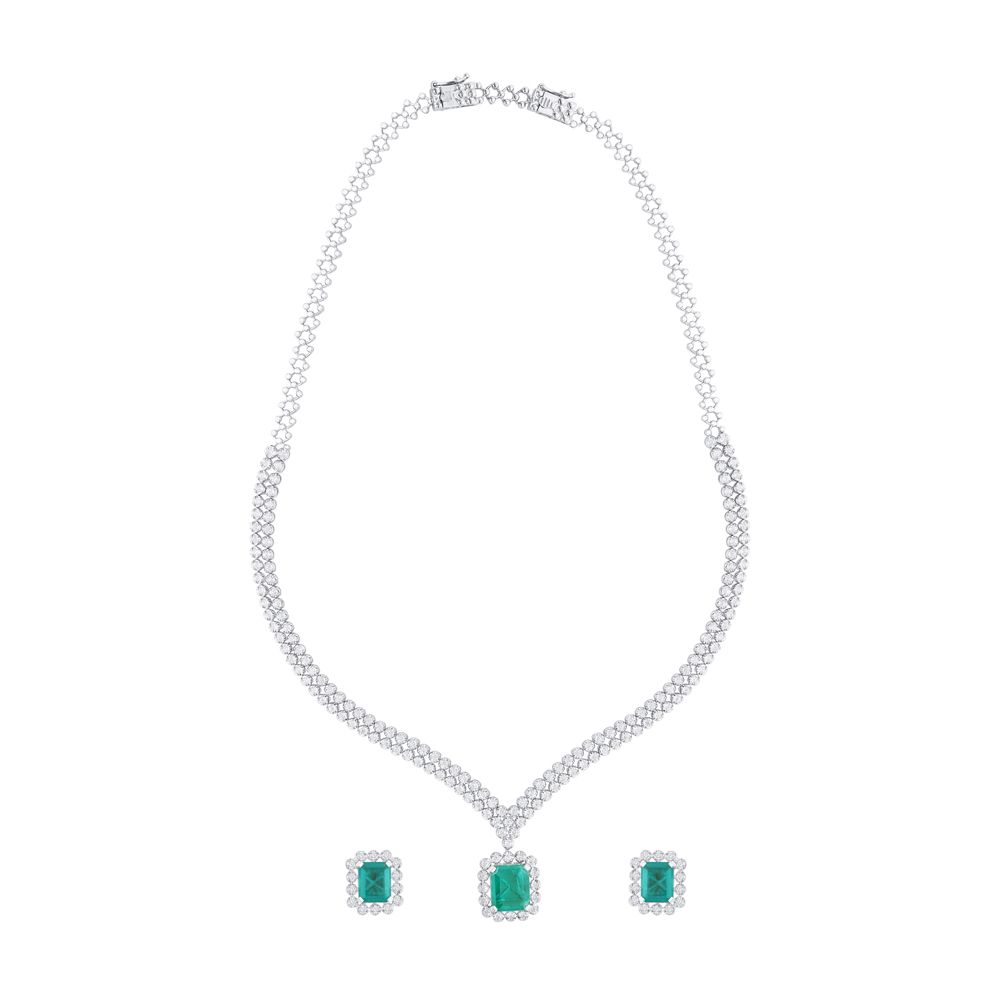 Luxury & Royal Green Zirconia Jewellery set