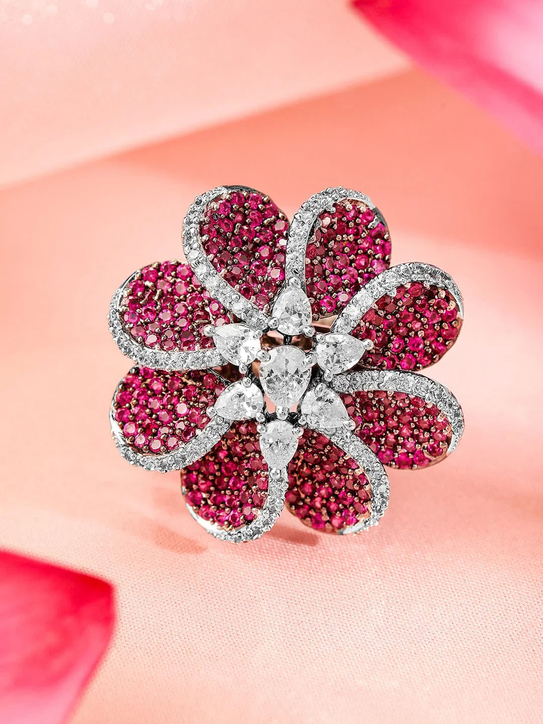 Premium & Aesthetic Pink Sunlower Design Adjustable Finger Ring